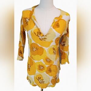 J.Crew Yellow Poppy‎ Floral Print Tunic Blouse Size
XS